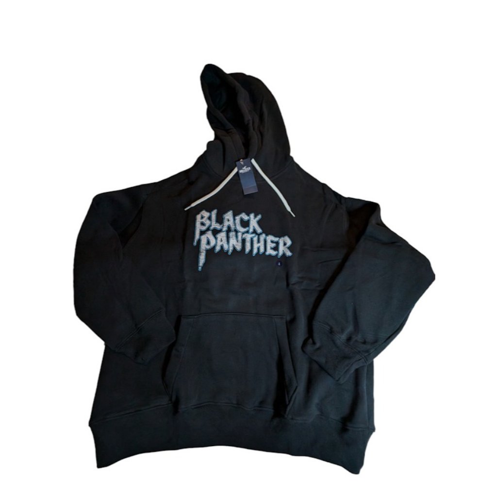 Hollister Cali X Marvel Black Panther Men's Large Black Oversized Fit Hoodie New